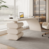 Modern Office Desk with Drawers and Sculptural Stacked Base