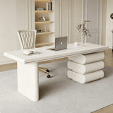 Modern Office Desk with Drawers and Sculptural Stacked Base