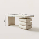 Modern Office Desk with Drawers and Sculptural Stacked Base