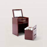 Modern Vanity Desk with LED Folding Mirror and Hidden Stool