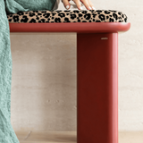 Leopard Print Bench with Block Legs for Entryway