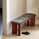 Leopard Print Bench with Block Legs for Entryway