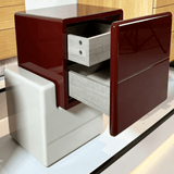 Modern Asymmetrical Nightstand with 2 Drawers