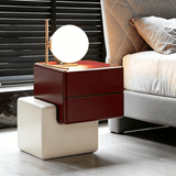 Modern Asymmetrical Nightstand with 2 Drawers