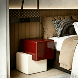 Modern Asymmetrical Nightstand with 2 Drawers