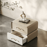 Two-Tone Nightstand with 2 Drawers and Gold Handles