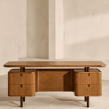 Mid-Century Study Desk with Slatted Drawers