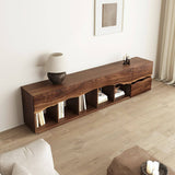 Wood TV Stand with Open Shelves and Drawers