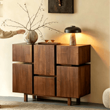 Mid-Century Storage Cabinet with Geometric Grid Design
