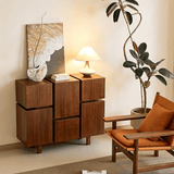 Mid-Century Storage Cabinet with Geometric Grid Design