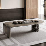 Sculptural Coffee Table with Stone Base for Living Room