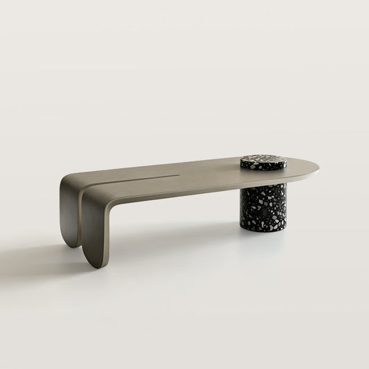 Sculptural Coffee Table with Stone Base for Living Room