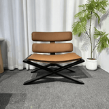 Modern Leather Accent Chair with Wood X-Base