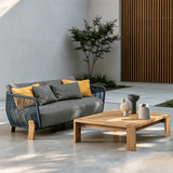 Outdoor Coffee Table with Wood Frame for Backyard