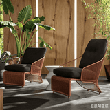 Sculptural Outdoor Lounge Chair with Woven Rope Frame