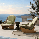 Modern Outdoor Lounge Chair with Woven Rope and Wood Base
