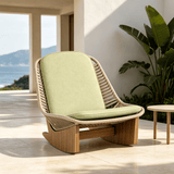 Modern Outdoor Lounge Chair with Woven Rope and Wood Base