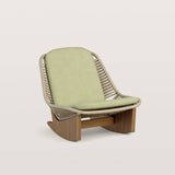 Modern Outdoor Lounge Chair with Woven Rope and Wood Base
