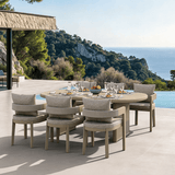 Oval Outdoor Dining Table with Fluted Legs