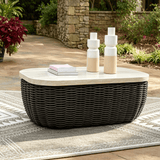 Outdoor Coffee Table with Woven Wicker Base