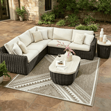 Outdoor Coffee Table with Woven Wicker Base