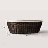 Outdoor Coffee Table with Woven Wicker Base