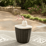 Outdoor Side Table with Woven Wicker Base