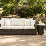 Outdoor Side Table with Woven Wicker Base