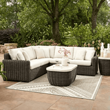 L-Shape Outdoor Sectional Sofa with Wicker Base