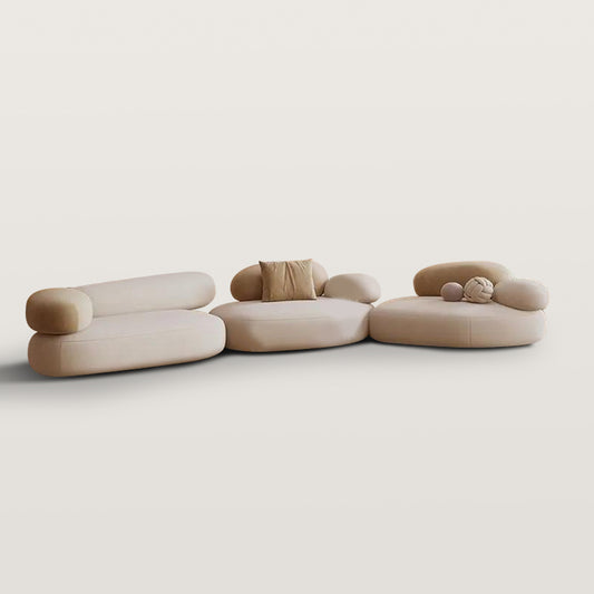 Pebble Shaped Fabric Sofa Set Deep Seat Couches