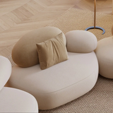 Pebble Shaped Fabric Sofa Set Deep Seat Couches