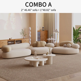 Pebble Shaped Fabric Sofa Set Deep Seat Couches