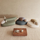 Pebble Shaped Fabric Sofa Set Deep Seat Couches