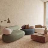 Pebble Shaped Fabric Sofa Set Deep Seat Couches