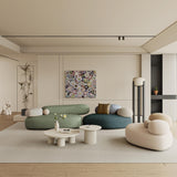 Pebble Shaped Fabric Sofa Set Deep Seat Couches