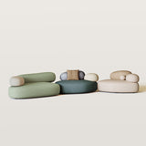 Pebble Shaped Fabric Sofa Set Deep Seat Couches