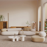 Pebble Shaped Fabric Sofa Set Deep Seat Couches