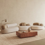 Pebble Shaped Fabric Sofa Set Deep Seat Couches