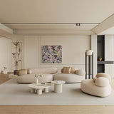 Pebble Shaped Fabric Sofa Set Deep Seat Couches