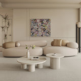 Pebble Shaped Fabric Sofa Set Deep Seat Couches