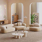 Pebble Shaped Fabric Sofa Set Deep Seat Couches