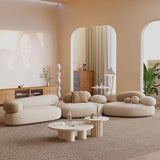 Pebble Shaped Fabric Sofa Set Deep Seat Couches