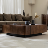 Mid Century Modern Square Coffee Table with Storage