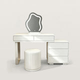 White Makeup Vanity with Cushioned Stool