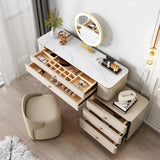 Modern White Makeup Vanity Set with Lighted Mirror and Stool