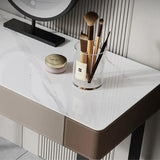 Modern Makeup Vanity with Marble Countertop and Lighted Mirror