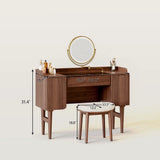 Mid-Century Modern Makeup Vanity with Rotating Mirror and Stool
