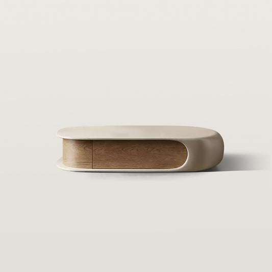 Modern Pebble Curved Coffee Table with Storage
