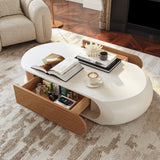 Modern Pebble Curved Coffee Table with Storage