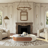 Modern Pebble Curved Coffee Table with Storage